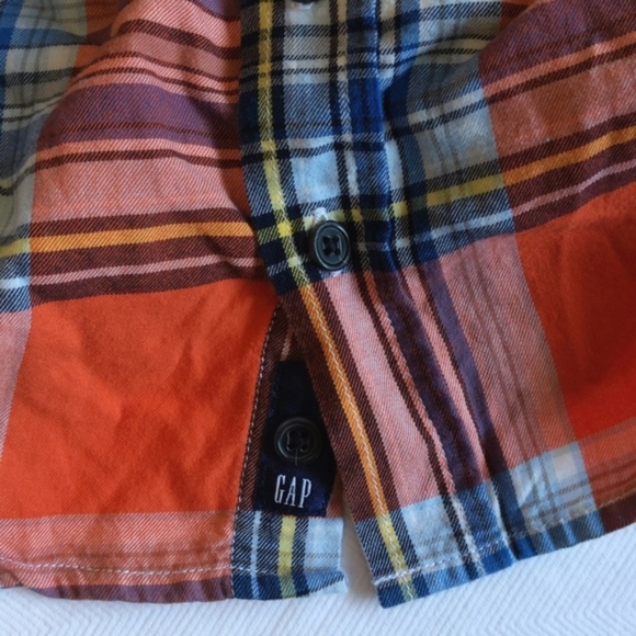 babyGap orange & blue plaid cotton button down shirt 3T toddler boys - Picture 7 of 8